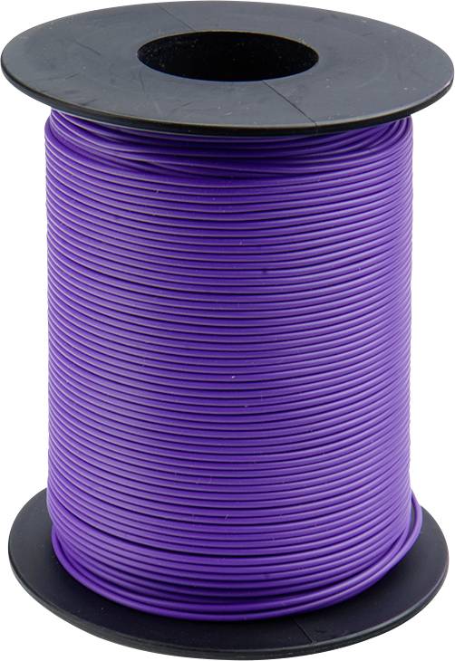 Large coil of purple plastic wire on a black core. The wire is tightly and evenly wound.