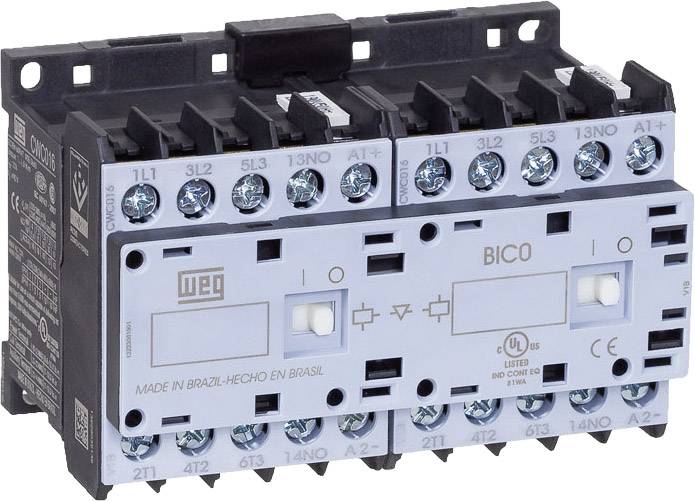 WEG CWCI09-01-30D24 Reversing contactor 6 makers 4 kW 230 V AC 9 A + auxiliary contact 1 pc(s)