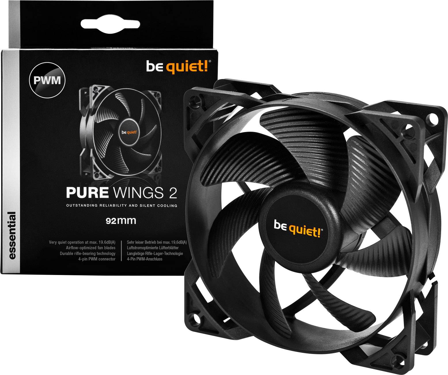 BeQuiet Pure Wings 2 92mm PC fan Black (W x H x D) 92 x 92 x 25 mm