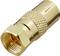 A golden coaxial socket adapter used for connecting antenna cables.