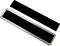 'Two black rectangles, one with a silver frame. Possibly serve as removable name plates.'