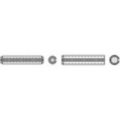 Mortice lock with two oblong metal parts and matching screws, which can be used for the installation of a lock.