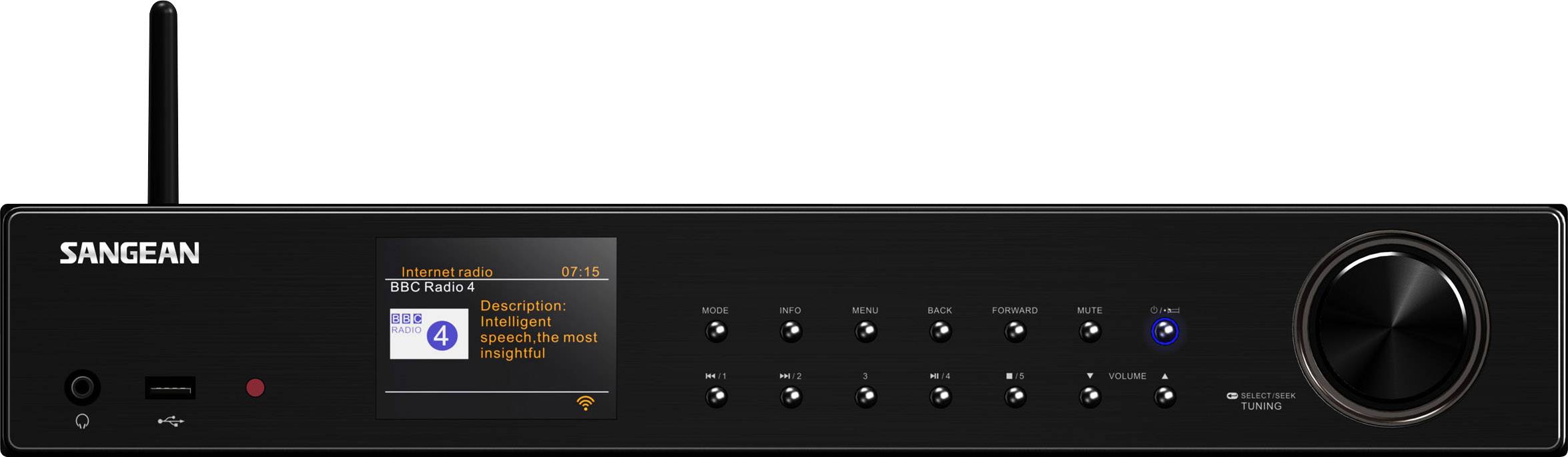 Sangean WFT-3 Internet desk radio DAB+, FM Internet radio, USB DLNA-compatible, Spotify Black
