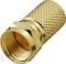 A gold-plated coaxial plug, typically used for antenna cables. The plug has a knurled surface for improved grip.
