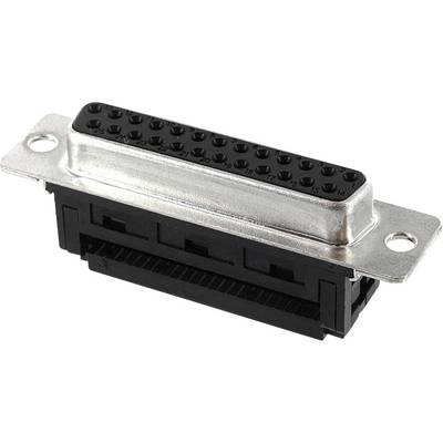 A computer connector with 36 metal pins and plastic side housings, suitable for electronic connections.