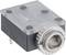 A rectangular electronic connector with a metal socket and a transparent housing cover revealing electronic components.
