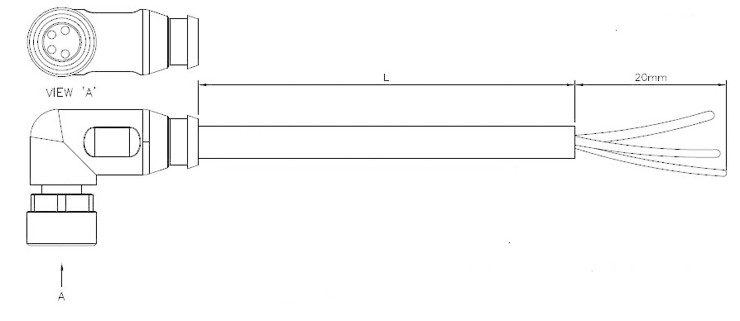 TE Connectivity 1-2273083-1 Sensor/actuator connector (pre-fab) M12 Socket, right angle 1.50 m No. of pins (RJ): 4 1 pc(s)