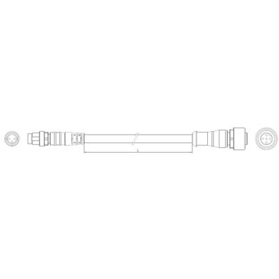 Technical drawing of a cable with plug connections at both ends. Shows detailed cross-sectional view of components.
