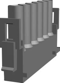 Six grey tubes arranged side by side, mounted vertically on a rectangular base.