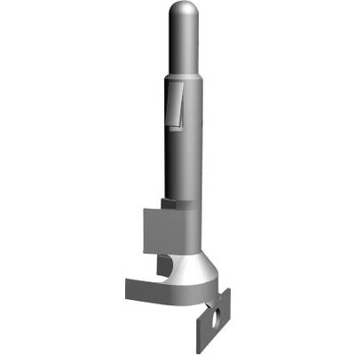 A technical component, potentially a holder or adapter, with a cylindrical body and a rectangular mounting bracket at the lower end.