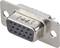 A VGA port with 15-pin sockets, used for connecting computer graphics cards to monitors. Silver housing with mounting holes.