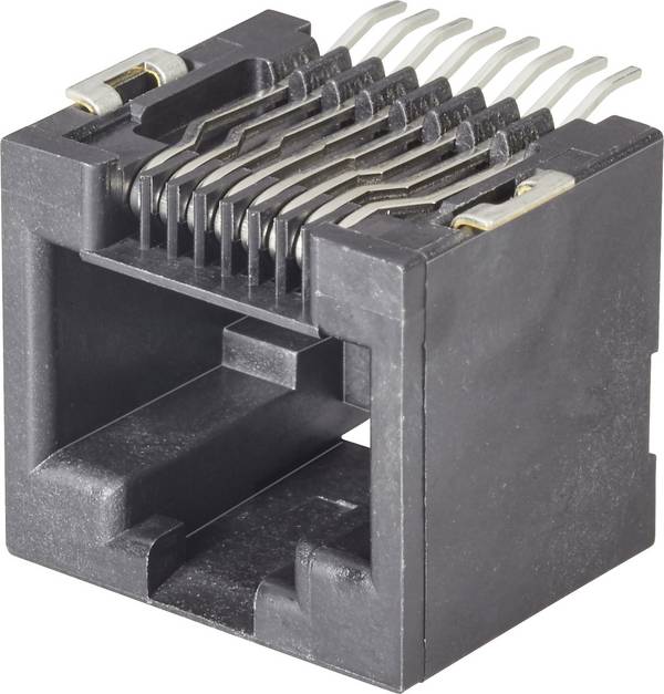 FCI Modular jacks RJ10 mounted socket 87180-044LF Socket, horizontal mount Pins: 4P4C Black 1 pc(s)