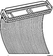 Line drawing of a print head with ink jet nozzles, creating a long, vertical line during printing.