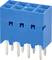 Blue electronic plug with multiple metal pins, designed for mounting on a printed circuit board.