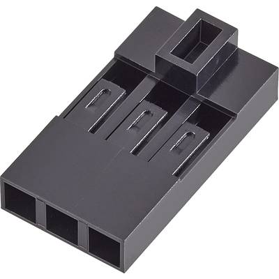 A black plastic plug with three parallel connectors embedded in a rectangular housing.
