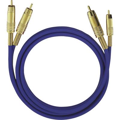 Oehlbach 2039 RCA Audio/phono Cable [2x RCA plug (phono) - 2x RCA plug (phono)] 10.00 m Blue gold plated connectors