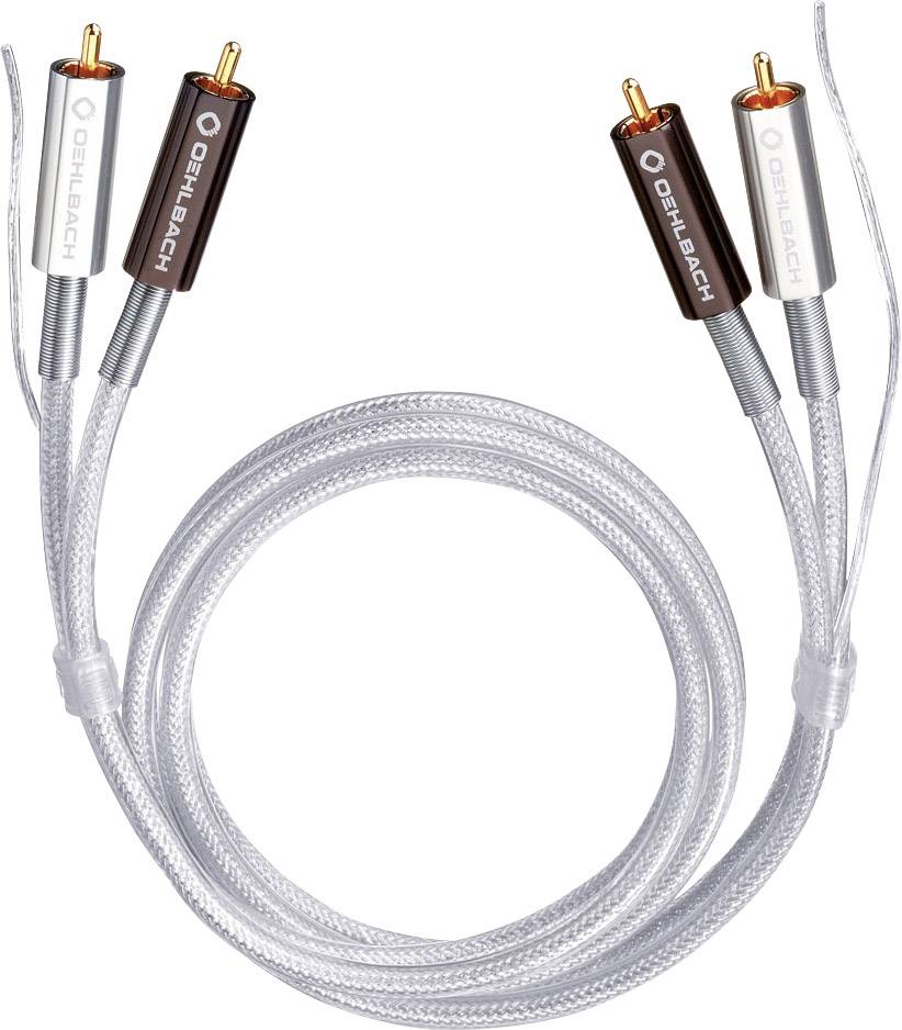 RCA Audio/phono Cable [2x RCA plug (phono) – 2x RCA plug (phono)] 1.00 m Transparent gold plated connectors Oehlbach Silver Express Plus