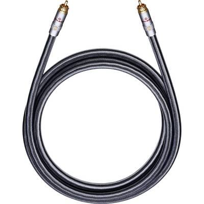 A black audio cable with silver connectors and gold contacts. It is coiled into a loop and is used for sound transmission.