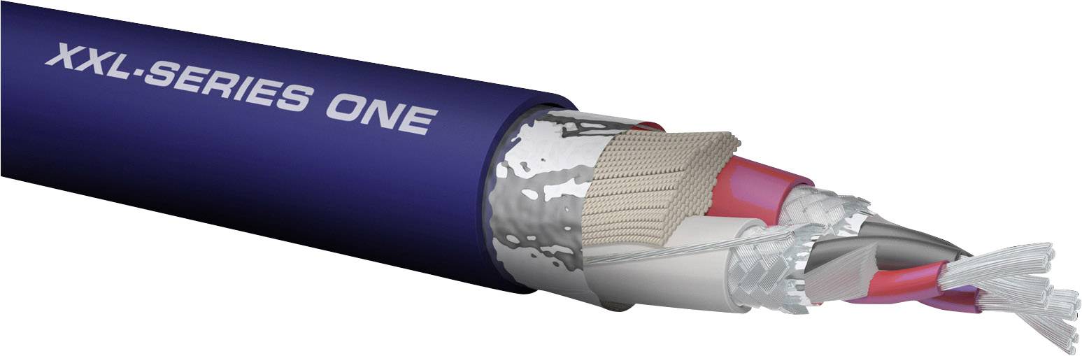 Cable cross-section of the 'XXL-SERIES ONE'. Visible: layers of insulation, shielding, and multiple inner conductors.