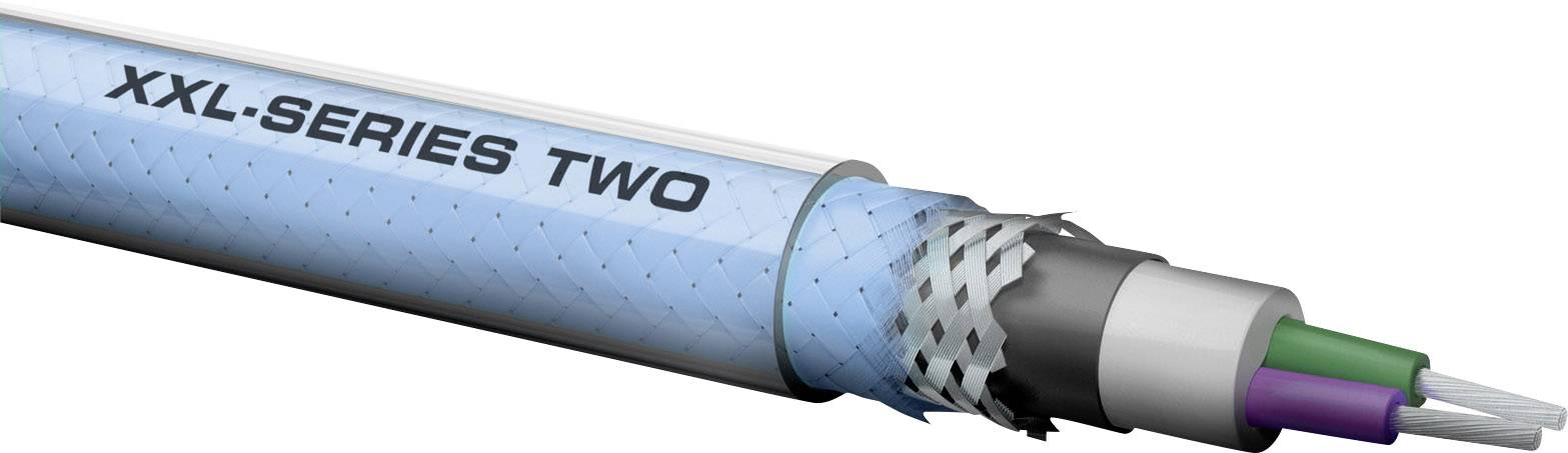 A cross-section reveals a cable-like object marked with 'XXL-SERIES TWO'. Internal components with coloured wires are visible.