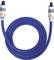 Blue, spiral-wound cable with two silver connectors at the ends, suitable for optical audio connections.