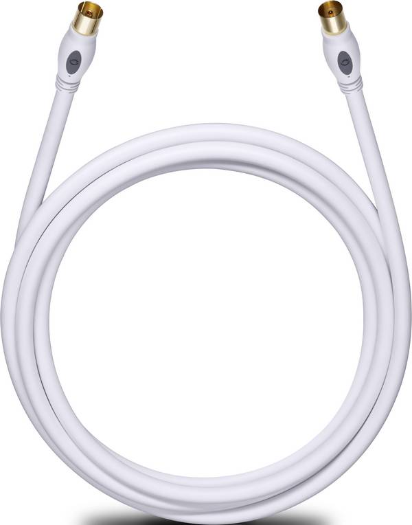 Oehlbach Antennas, SAT Cable [1x Belling-Lee/IEC plug 75Ω - 1x Belling-Lee/IEC socket 75Ω] 7.50 m 120 dB gold plated connectors White