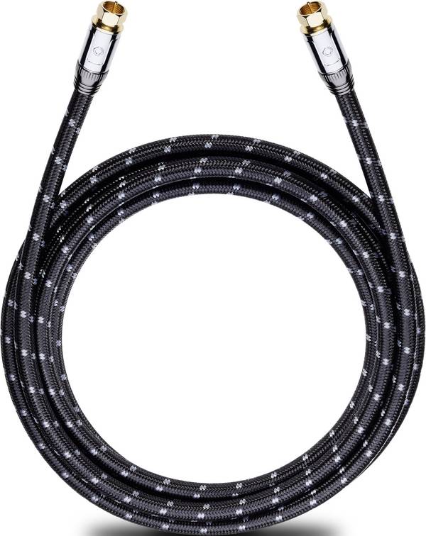 Oehlbach Antennas, SAT Cable [1x F plug - 1x F plug] 7.50 m 125 dB gold plated connectors, with sleeve Black, Grey