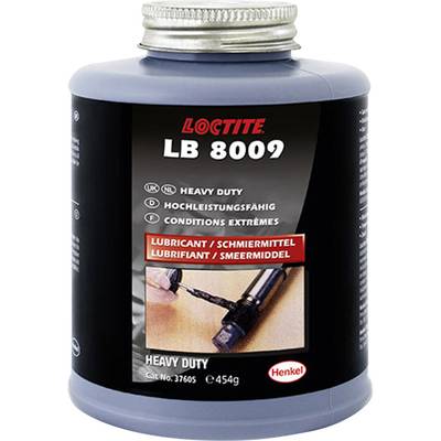 'LOCTITE LB 8009' Lubricant Container; Suitable for Heavy-Duty Applications; 454g; Image of a Metal Part Treated with Lubricant.