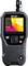 A handheld moisture measurement device with a display shows colour-coded measurement values for temperature in Celsius and relative humidity in percentage.