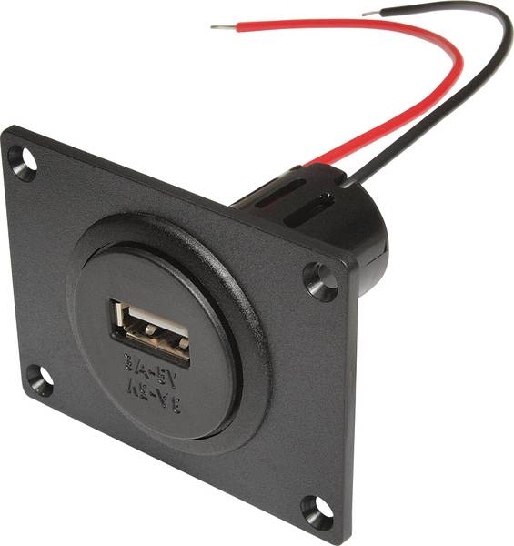 ProCar Power USB installation socket with mounting plate Max. load capacity=3 A Compatible with