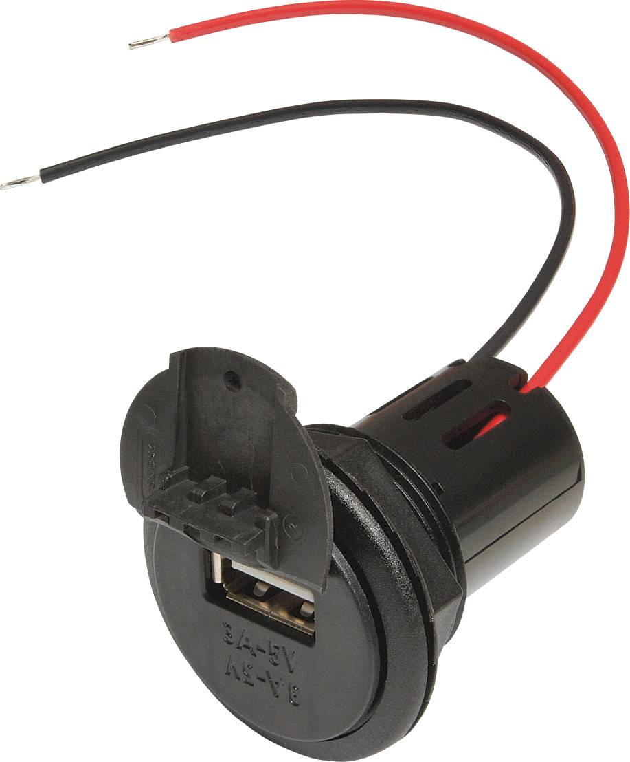 ProCar Power USB-mounted socket with cover Max. load capacity=3 A Compatible with (details) USB-A