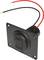 Square USB socket with two protruding red and black cables, suitable for mounting in a surface.