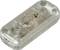 Transparent plastic toggle switch, rectangular, small, with side grip edges.