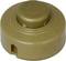Brown round tin with a large, central button.