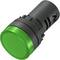 Green round button on a black cylinder, likely an electrical push switch or signalling device.