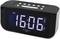 Digital radio alarm clock with large display showing 'MON 16:06'. Control buttons at the top; two alarm modes (AL1, AL2) visible.