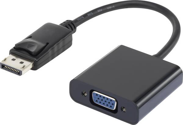 Renkforce RF-4212174 DisplayPort / VGA Adapter [1x DisplayPort plug - 1x VGA socket] Black gold plated connectors 12.00 cm