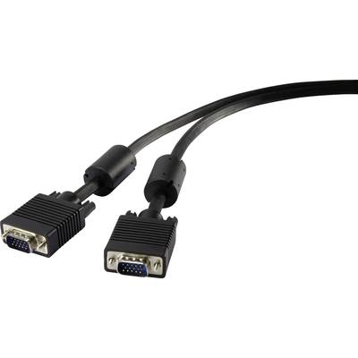 Renkforce VGA Cable VGA 15-pin plug, VGA 15-pin plug 5.00 m Black RF-4212501 incl. ferrite core VGA cable