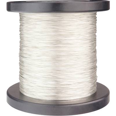 Reel of silver wire, tightly and neatly wound on a dark spool.