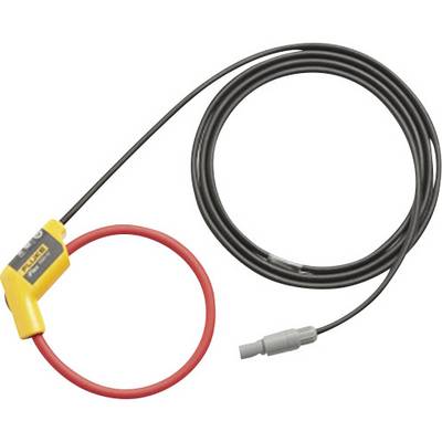 A flexible current sensor with a yellow head and a red measuring cable, connected to a long black cable.