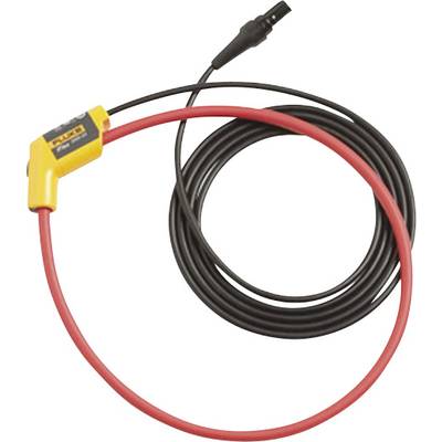 A red measuring cable with a yellow sensor and black connection plug, suitable for electrical current measurement.