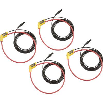 Four black cables with yellow plugs and red markings are coiled on the floor. They are likely used as sensor devices.