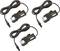 Three black current clamp meters with long cables used for electrical measurements.