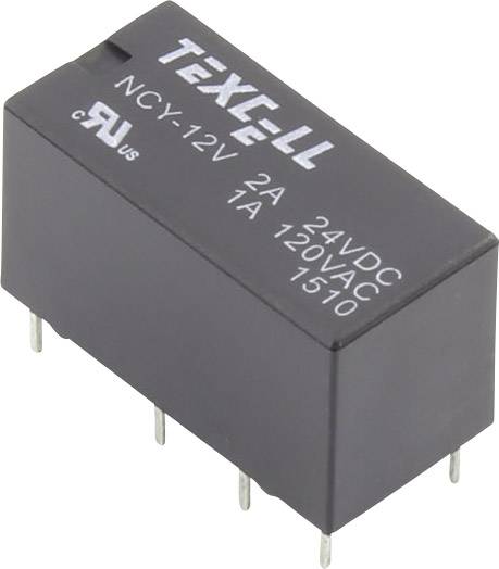 Texcell NCY-12V PCB relay 12 V DC 2 A 2 change-overs 1 pc(s)