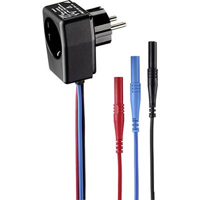 Adapter plug with three cables: red, blue, and black. Used for connecting electrical devices with specific connectors.