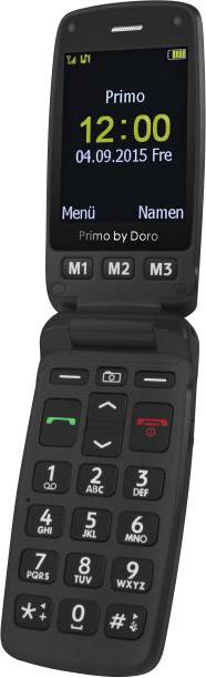 Primo by DORO 406 Big button flip top mobile phone Charging station, Panic button Black-1