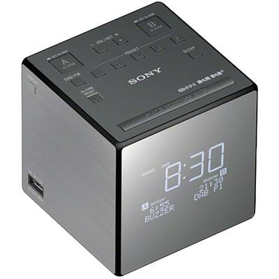 Sony XDR-C1DBP Radio alarm clock DAB+, FM   Battery charger Silver, Black
