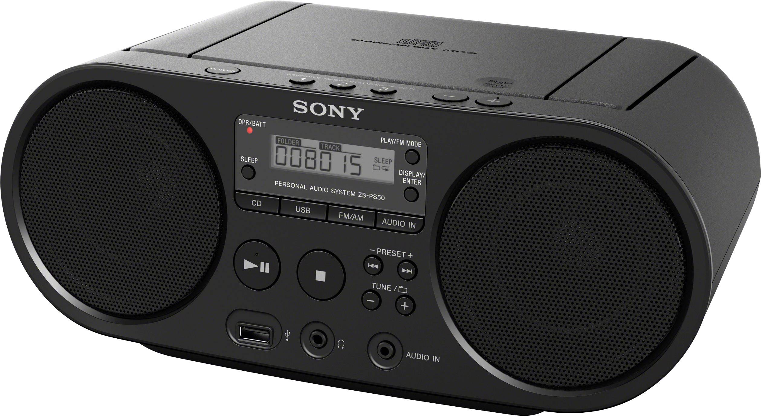 Sony ZS-PS55B Radio CD player DAB+, FM AUX, CD, USB Black