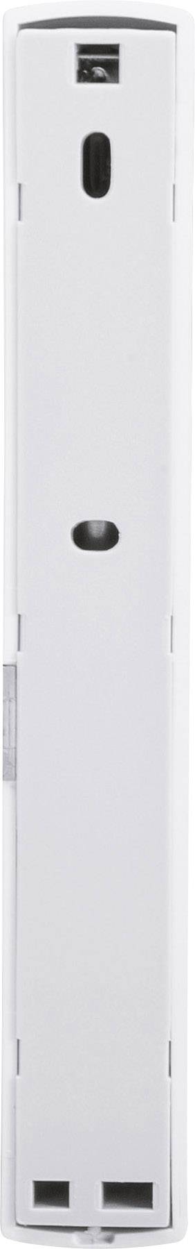 A white, slim household appliance with ventilation slots, suitable for installation in narrow spaces.