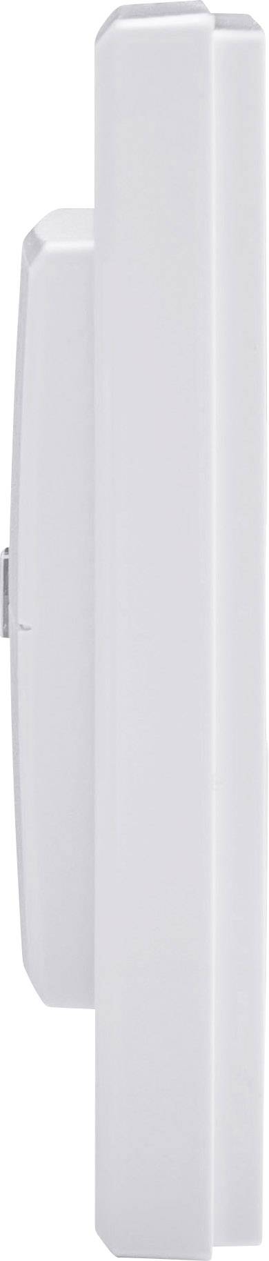 Side view of a white, slim electronic device with rounded edges.